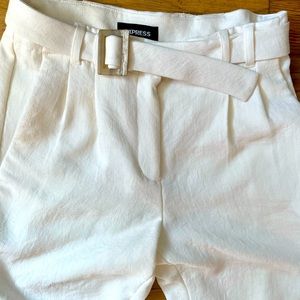 Express Super High-Waisted Belted Linen Pants